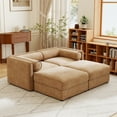 thumbnail image 2 of Newest 2-Seater Sofa with 2 Ottoman Storage Seat, Cylindrical Backrest and Armrests, Modern Fabric Loveseat Featuring Hidden Storage Space, 2 of 10