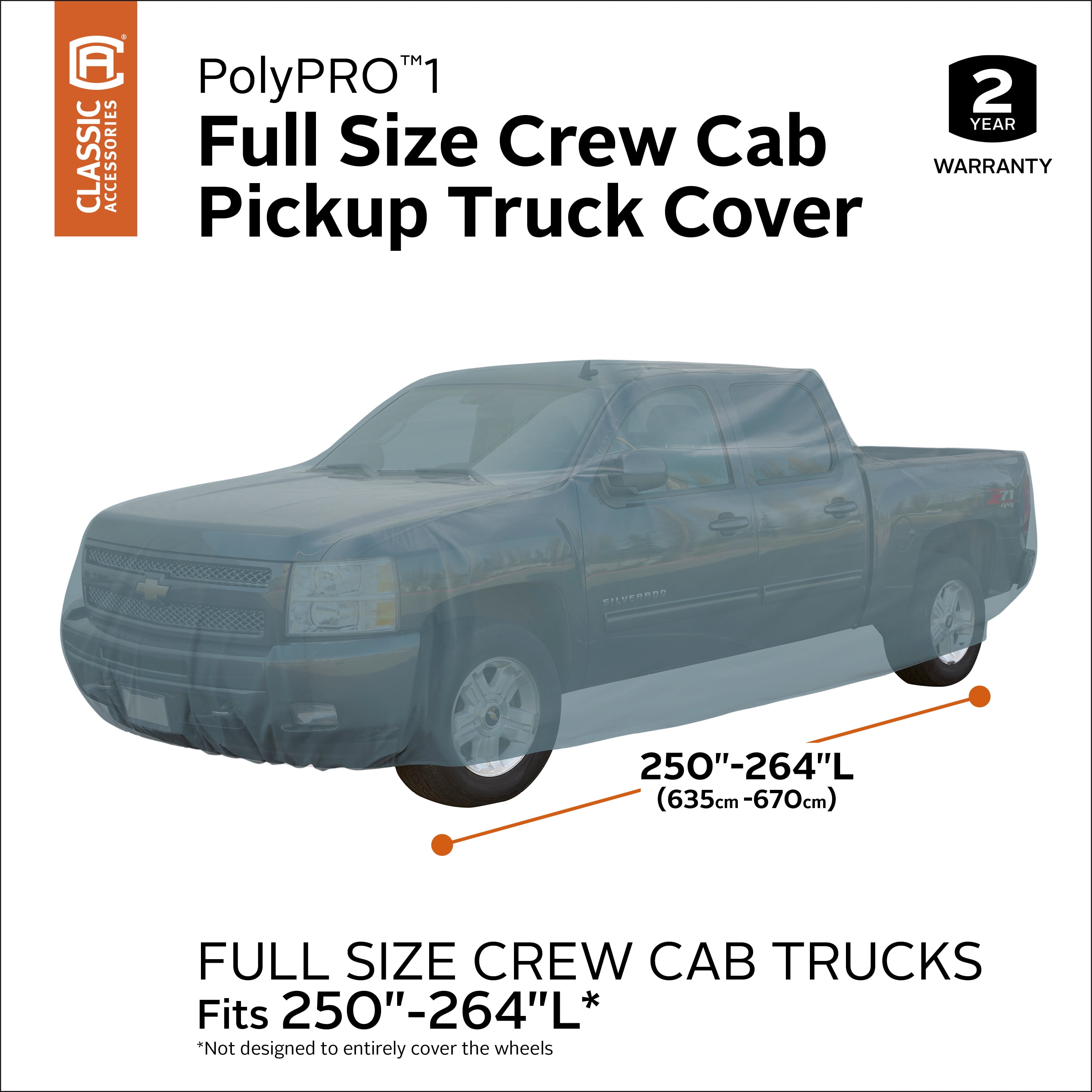 Classic Accessories Over Drive PolyPRO 1 Truck Cover with RainRelease, Fits cab pickup trucks 21' - 22' L