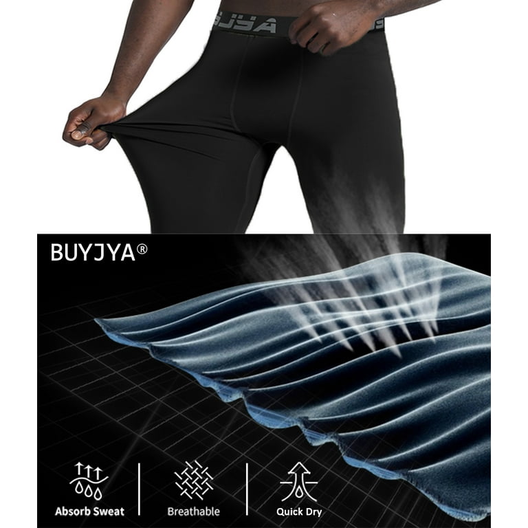 BUYJYA 3 Pack Mens Compression Pants Running Tights