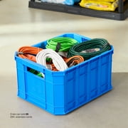 (3 pack) HART 8.5 Gallon Stackable Plastic Utility Crate, Blue