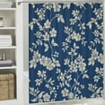 thumbnail image 6 of JEUXUS Spring Flower Chinoiserie Navy Blue Floral Decor Chic Modern Bathroom Decor Shower Curtain Multiple Sizes White, 6 of 7