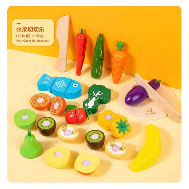 Children Wooden Kitchen Simulation Play House Toy Puzzle Magnetic Vegetables Fruit Cecilia Colorful Mini Toy Model Birthday Gift