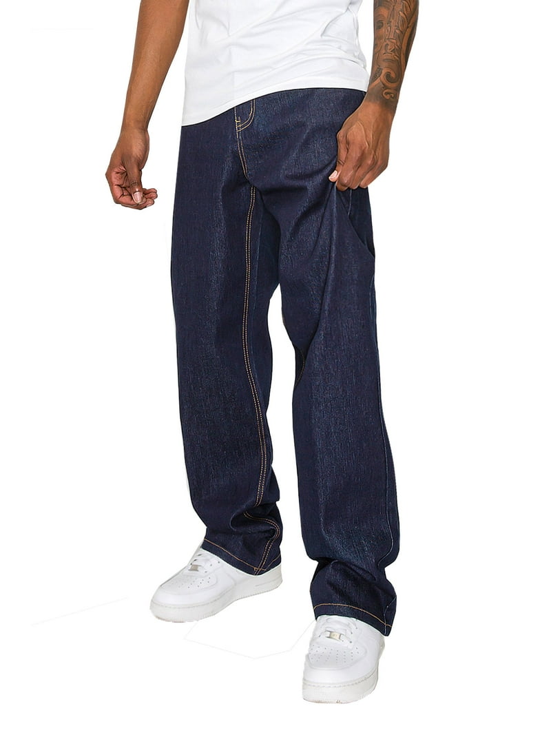Victorious Men's Essential Baggy Raw Denim Jeans DL998 Indigo 42