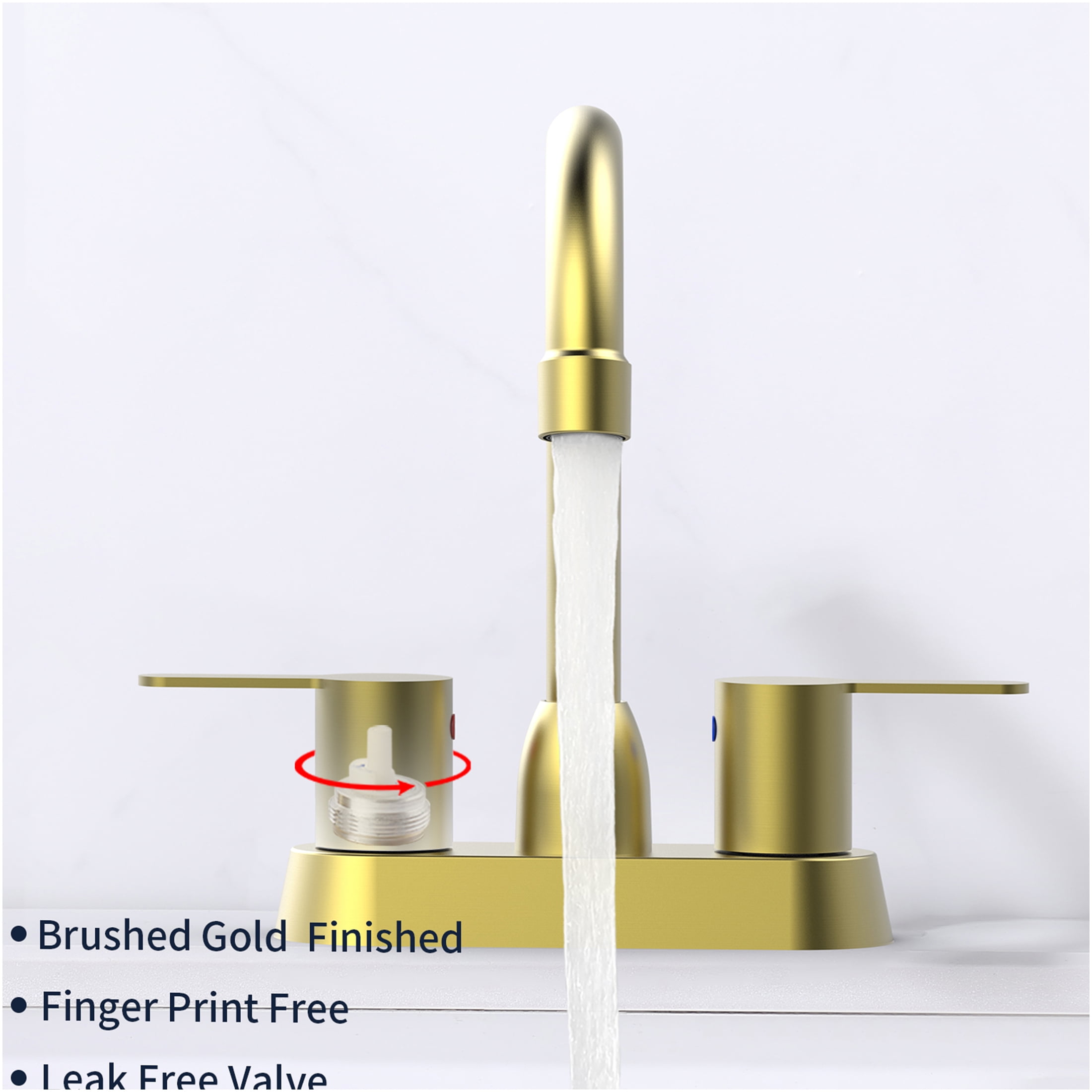 JERFIT Modern 2-Handle Centerset Bathroom Sink Faucet in Brushed Gold, 8.26" High for 3-Hole Deck Mount Installation