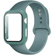 Case+ Strap for Apple Watch Bands 44mm 40mm 38mm 42mm Silicone Wristbands with PC Screen Protector Cover iWatch 3 4 5 6 SE