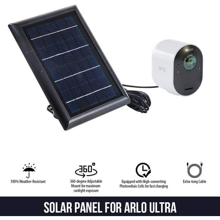 Wasserstein - Solar Panel for Arlo Ultra 2 and Arlo Pro 4 Surveillance Cameras - Black