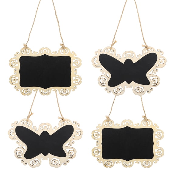 WORGEOUS 4Pcs Wooden Hanging Writable Blackboards Erasable Reusable Message Plaques