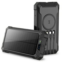 Alpha Digital Solar Power Bank, Wireless Charging, 20000mAh, Built-in Cables, IP65 Waterproof, Digital Display
