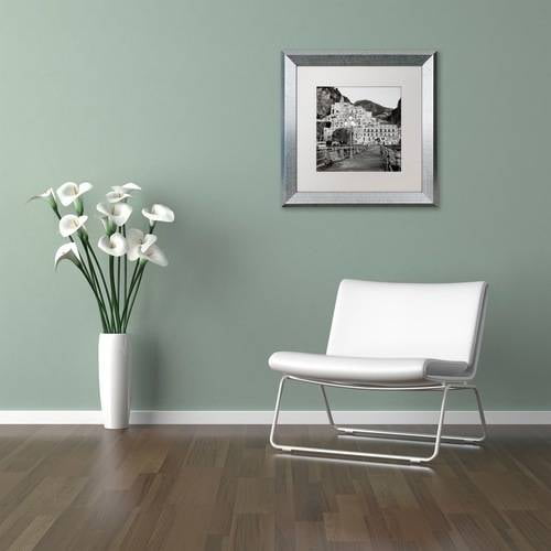Trademark Fine Art "Amalfi Pier I" Canvas Art by Alan Blaustein, White Matte, Silver Frame