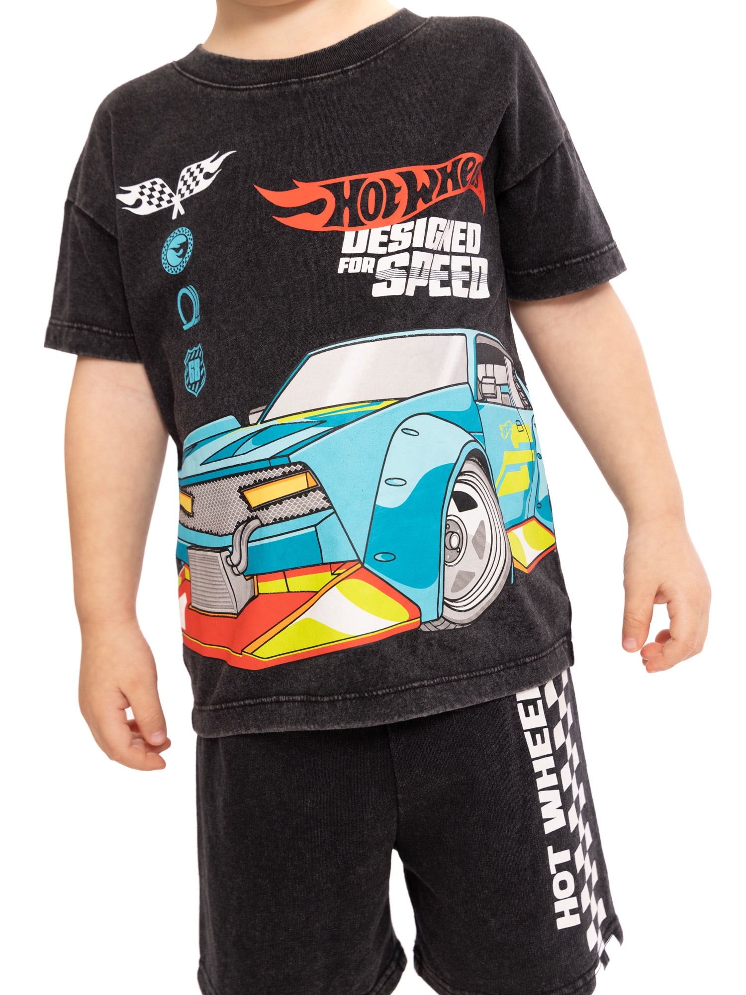 Hot Wheels Baby and Toddler Boy Short Sleeve Graphic Tee and Matching Shorts Set, 2-Piece, Sizes 0/3M-5T