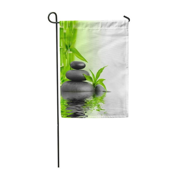 POGLIP Green Spa Zen Basalt Stones and Bamboo Life Balance Water Therapy Aroma Herb Garden Flag Decorative Flag House Banner 28x40 inch