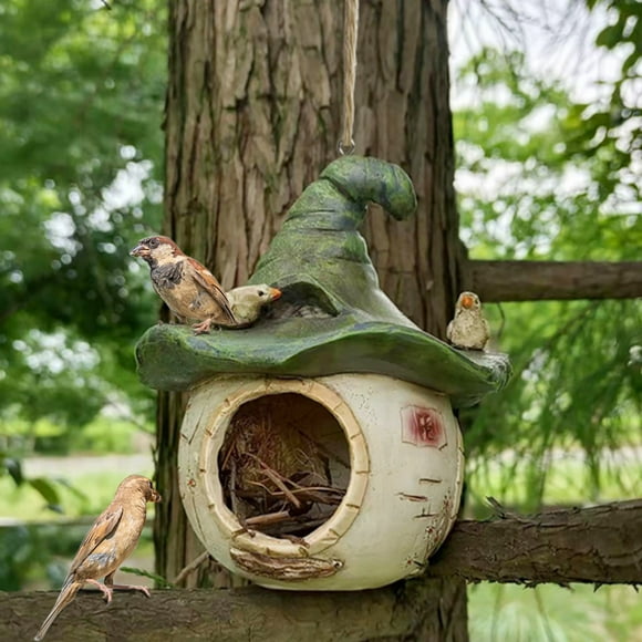 EGNMCR Bird Feeder, Hummingbird Feeders for Outdoors Hummingbird's Lair Hanging Tree Hummingbird Warm Lair Outdoor Courtyard Resin Decoration Bird Feeding Device Birds Nest