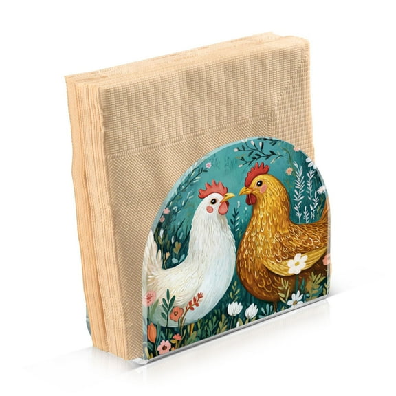 Chickens Flowers Green Napkin Holders for Tables Napkin Stand Paper Holder Organizer Tabletop Tissue Box Dispenser