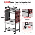 thumbnail image 6 of VILONG Power Tool Organizer Cart with 8-Outlet Charging Station,140Lbs Load Capacity, 3-Tier Large Rolling Tool Rack, 8 Drill Holder & Battery Storage for Garage, Gift for Men, Black, 6 of 10