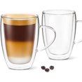 thumbnail image 7 of DLux Coffee Mugs, 12oz Latte Clear Glass Set of 2 Cups with Handles, Double Wall Insulated Borosilicate Glassware Cup - Wine, Tea Glasses, 7 of 7