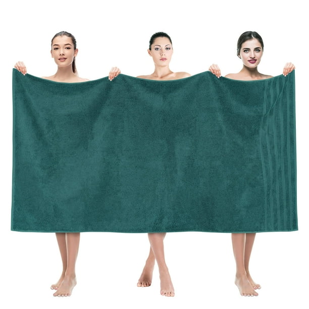 Toalla de baño American Soft Linen, 100% algodón, 600 g/m², color verde azulado, 90 x 180 cm