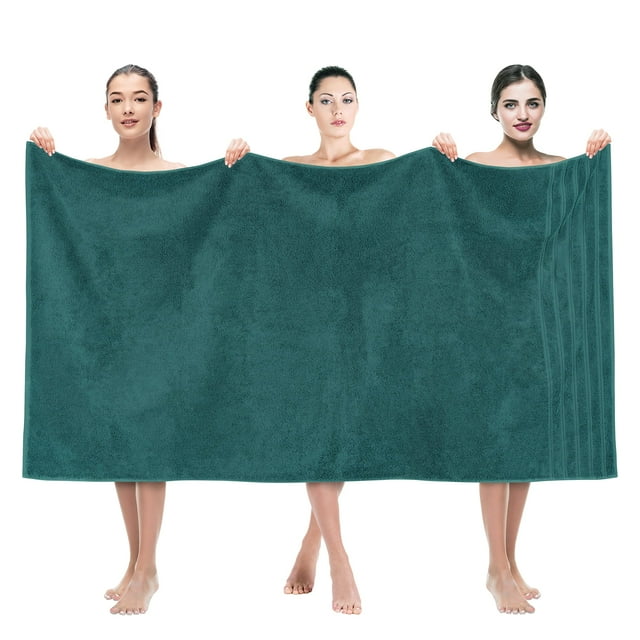 Toalla de baño American Soft Linen, 100% algodón, 600 g/m², color verde azulado, 90 x 180 cm