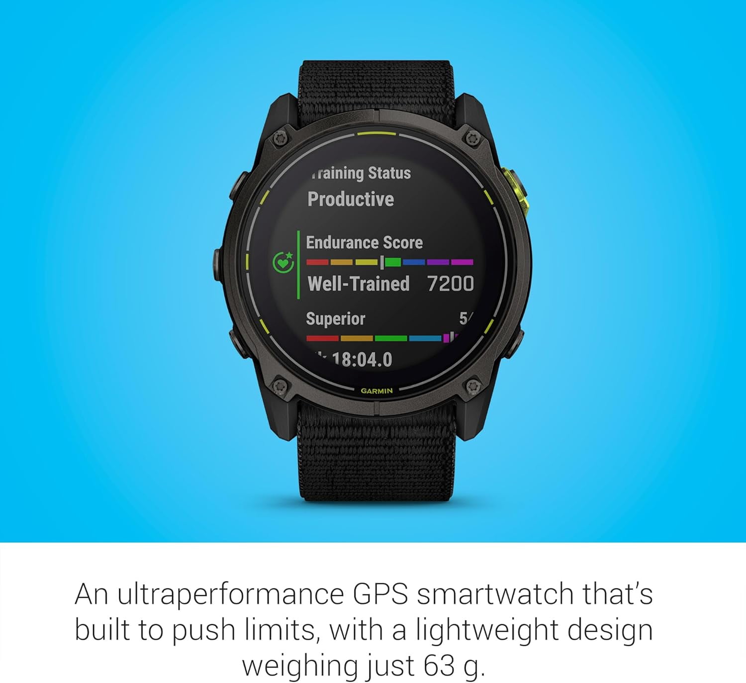 Restored Garmin Enduro 3 GPS Smartwatch 51mm Solar Sapphire, Ultra Battery Life, Mapping, Built-in LED Flashlight, Carbon Gray DLC Titanium, Black UltraFit Nylon Strap (Refurbished)