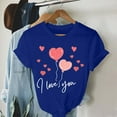 thumbnail image 5 of Honeeladyy Valentines Day Shirts for Womens Funny Love Heart Printed T-Shirts Short Sleeve Graphic Tee Tops Anniversary Gift Blue XL, 5 of 5