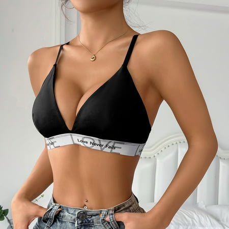 HHH Summer Thin Non-Steel Ring with Letters Push up Fixed Cup Backless Bra M3098