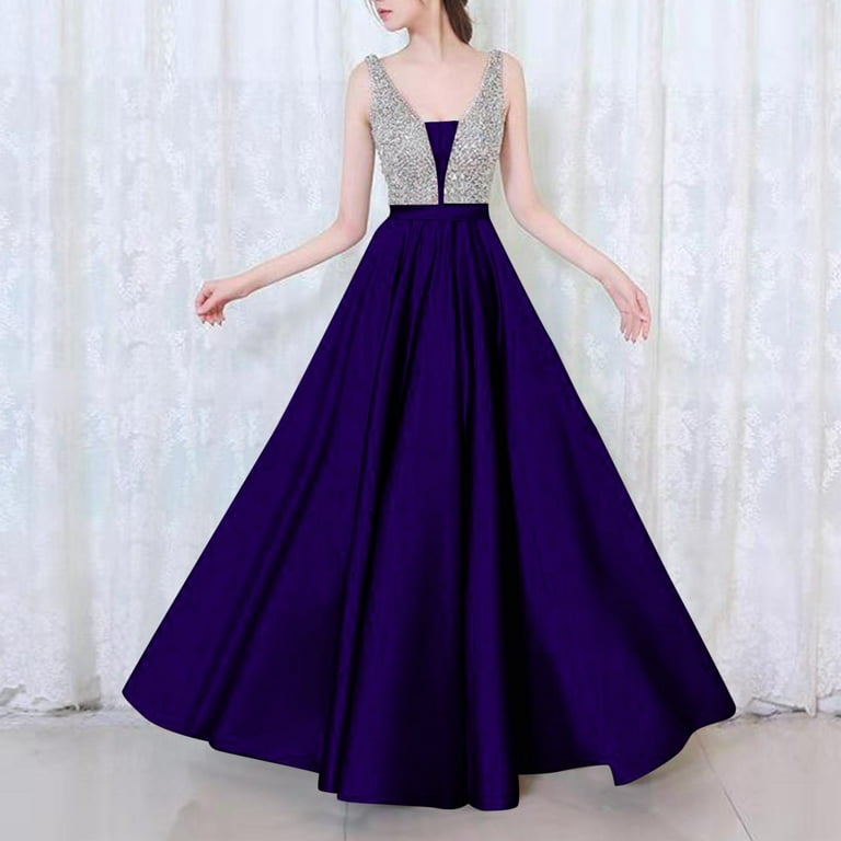 Ketyyh-chn99 Elegant Dresses for Women Dress Party Dress V Neck Elegant Formal Maxi Dresses Evening Gowns for Women Purple,S Ketyyh-chn99 Elegant Dresses for Women Dress Party Dress V Neck Elegant Formal Maxi Dresses Evening Gowns for Women Purple,S