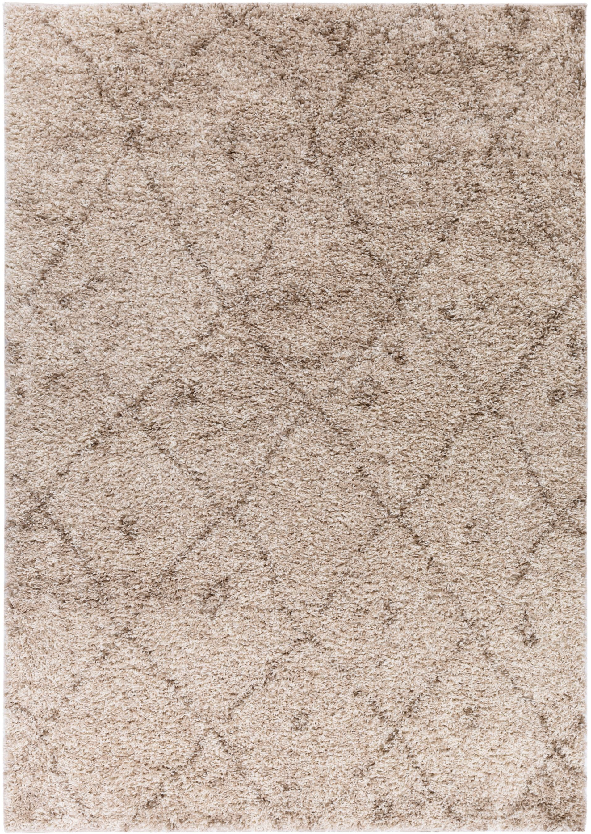 Well Woven Madison Shag Moroccan Lattice Contemporary Vanilla 3'3" x 5'3" Thick Area Rug