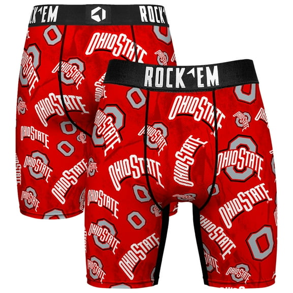 Men's Rock Em Socks Scarlet Ohio State Buckeyes All Over Logo Boxer Briefs