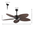 thumbnail image 3 of JONATHAN Y Raffles 52" Bohemian Industrial Iron/Plastic Mobile-App/Remote-Controlled 6-Speed Palm Blade Ceiling Fan, Neutral Brown Wood Finish, 3 of 8