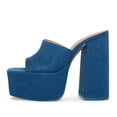 thumbnail image 3 of YDN Women Breathable Platform Square Open Toe Mules Slip On Chunky High Heel Sandals Casual Beach Outfit Shoes Size 7 Denim Blue, 3 of 5
