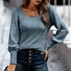 thumbnail image 4 of Women Top, Breathable Knitted U Neck Women Pullover Sweater Lantern Long Sleeve For Girls For Travel ANGGREK Otros, 4 of 6