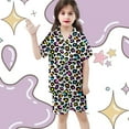 thumbnail image 4 of RTKFRFLM Girls Silk Like Printed Pajama Set 3 Piece Outfits Set Kids Casual Loungewear Comfortable Sleepwear Loose Fit Elastic Waist Sleepwear Nightgown Pjs Loungewear, 4 of 5