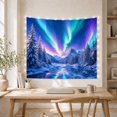 thumbnail image 5 of Northern Lights Above Snowy Mountains and Reflective River, Dreamy Digital Art for Nature Lovers, Aurora Decor, Christmas Gift Tapestry Wall Hanging for Bedroom and Dorm, 5 of 7