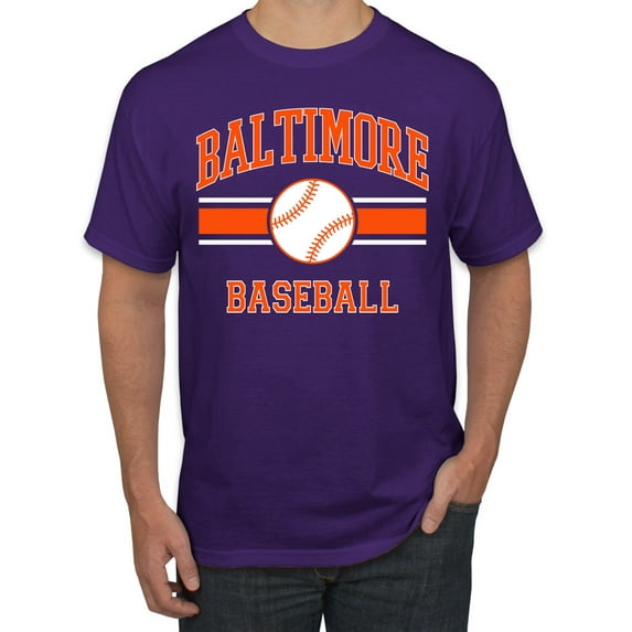 Wild Bobby City of Baltimore Baseball Fantasy Fan Sports Men's T-Shirt, Purple, 4X-Large