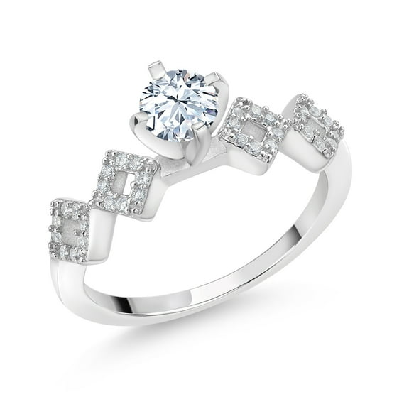 Gem Stone King 1.13 Ct Round White Zirconia 925 Sterling Silver Ring (Size 6)