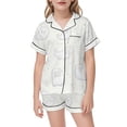 thumbnail image 3 of Afdoent Girls Pajamas Set Halloween Ghost Print Sleepwear Short Sleeve With Shorts 2Pcs Pajama Sets For Kids Casual Lapel Loungewear Comfortable Holiday Sleepwear 9-10 Years, 3 of 3