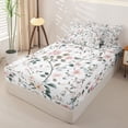 thumbnail image 2 of Erosebridal Watercolor Botanical Pattern Zipper Full Size Comforter Sets with Fitted Sheet and 2 Pillowcases,Blossom Floral Print Zipper Bedding Set,Pale Pink Green,Pink Reversible, 2 of 6