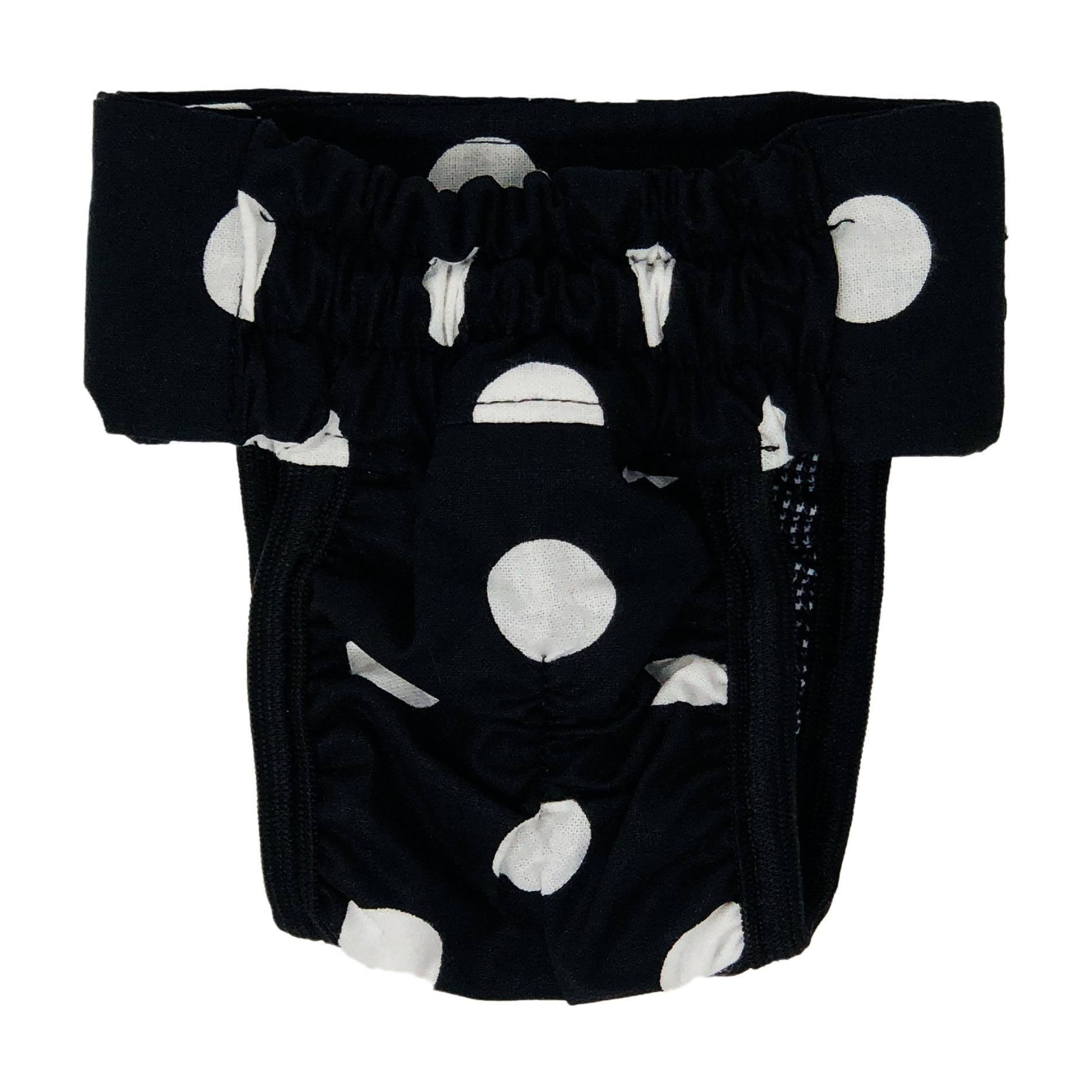 Barkertime White Polka Dot on Black Cat Diaper Pull-up