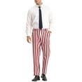 thumbnail image 2 of INSPIRE CHIC Striped Dress Pants for Men's Straight Leg Color Block Business Trousers 30 Red White, 2 of 5