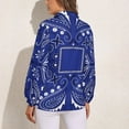 thumbnail image 2 of Blue Paisley Bandana Pattern Long Sleeve Blouse Woman Streetwear Casual Shirts Summer Oversize Woman Streetwear Clothing Birthday Present, 2 of 7