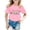Pink, variant on Gaexia Girls Casual Letter Print Short Sleeved T Shirt Top Kids Back To School Clothes Outfit (Purple,12-13 Years)