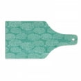 thumbnail image 1 of Dahlia Flower Cutting Board, Repeating Fashioned Dots Spots Mother Earth Theme Peony Graphic Image, Decorative Tempered Glass Cutting and Serving Board, Wine Bottle Shape, White Teal, by Ambesonne, 1 of 1