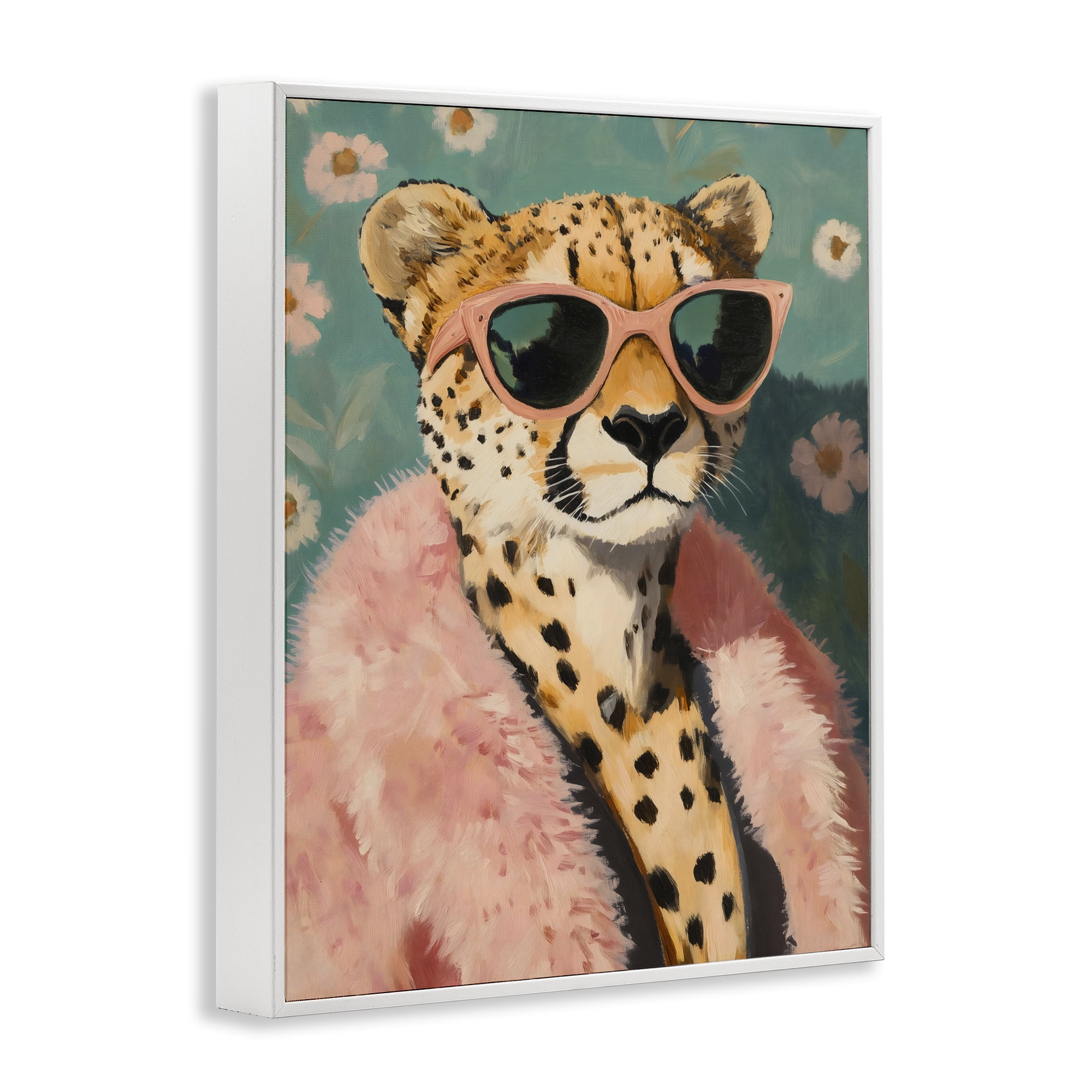 Stupell Industries Glam Cheetah in Pink Fur White Framed Giclee Art, design by The Prints Vibe