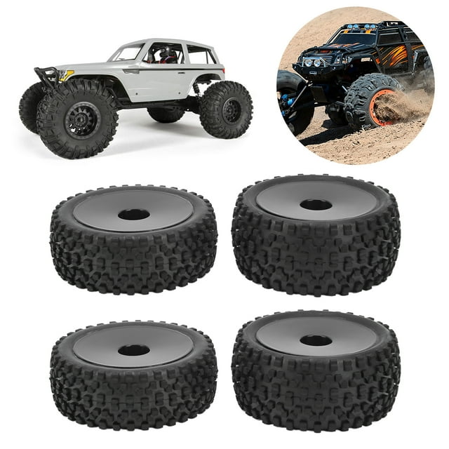 Domqga RC Front Rear Tires And Wheels, Strong Cushion 12mm Hex RC Wheels And Tires For 1/10 RC Off Road Car