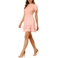 thumbnail image 4 of INSPIRE CHIC Women's Ruffle Textured Sweet Summer A-Line Mini Dress Pink XL, 4 of 6