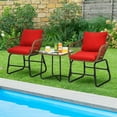 thumbnail image 2 of Patiojoy 3 Pieces Outdoor Furniture Set Patio Bistro Set w/2 Armchairs & Tempered Glass Table Red, 2 of 5