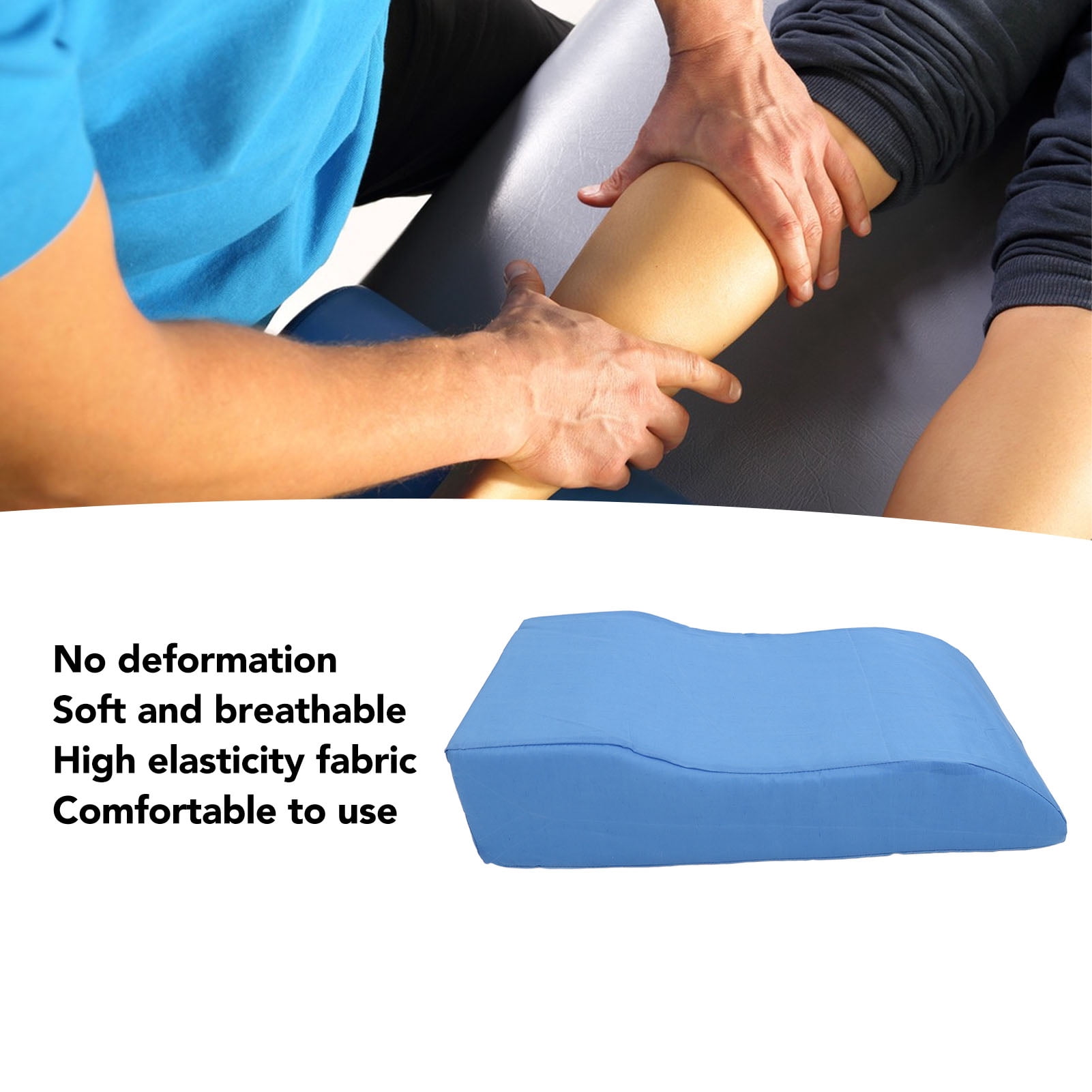M Buder S Shaped Leg Elevation Pillow for After Surgery Swelling, 22.8x10.6x5.9 inches / 58x27x15 cm Orthopedic Leg Wedge Pillow for Leg Support and Improved Circulation, Blue Memory Foam Leg Pillow
