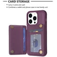 thumbnail image 4 of Dteck for Apple iPhone 11 Card Holder Back Case with Pockets, Premium PU Leather ID Cash Credit Slots Magnetic Kickstand Flip Folio Slim Hard Protective Cover, darkpurple, 4 of 7