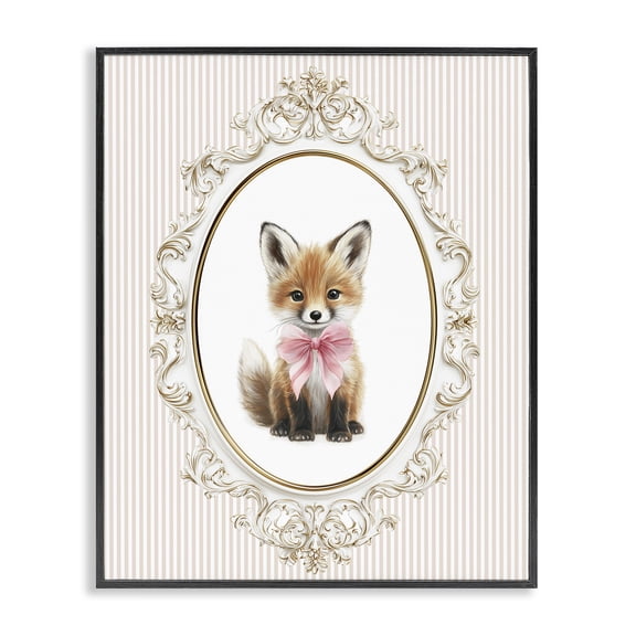 Stupell Industries Cottage Vintage Baby Fox Black Framed Giclee Art, 11 x 14, by Christine Simpson Art