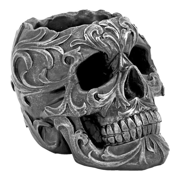 DWK Skull Victorian Gothic Shaped Decorative Pen and Pencil Holder Organizer for Home Decor Office Desk Supplies and Accessories