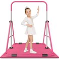 thumbnail image 1 of Safly Fun Expandable Gymnastics Bars Junior Training Bar Gymnastic Folding Horizontal Bars with Mat for Kids(Pink+Mat), 1 of 4